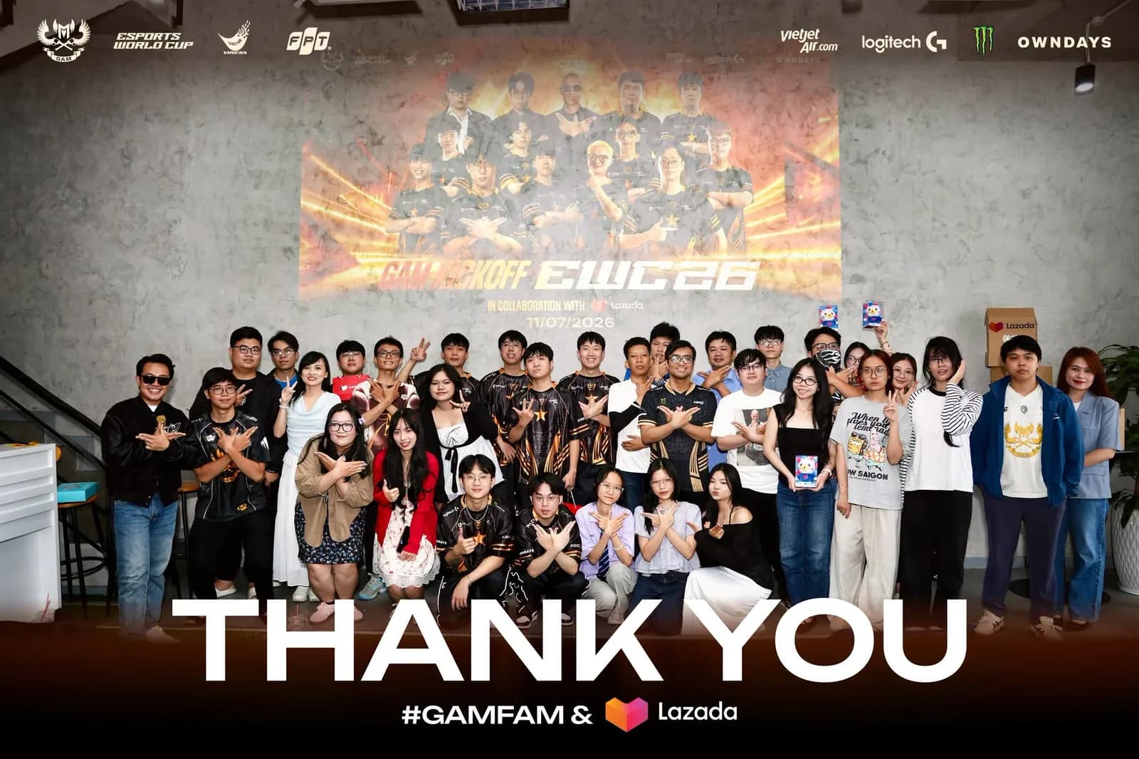 The GAM roster and the #GAMFAM at the EWC26 kickoff send-off