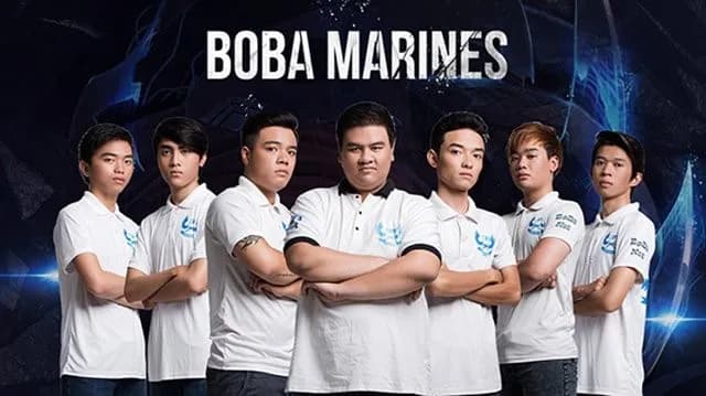 The original Boba Marines roster in white jerseys