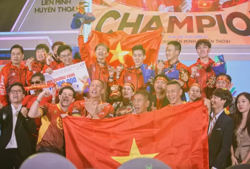 Ăn mừng chiến thắng tại SEAGames 31