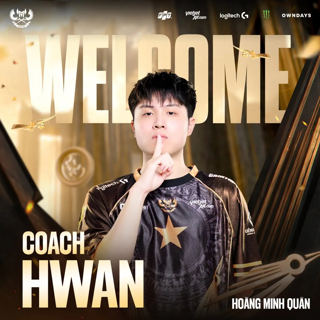 Hình ảnh chào mừng HLV Hwan của đội nữ Liên Quân Mobile GAM Esports