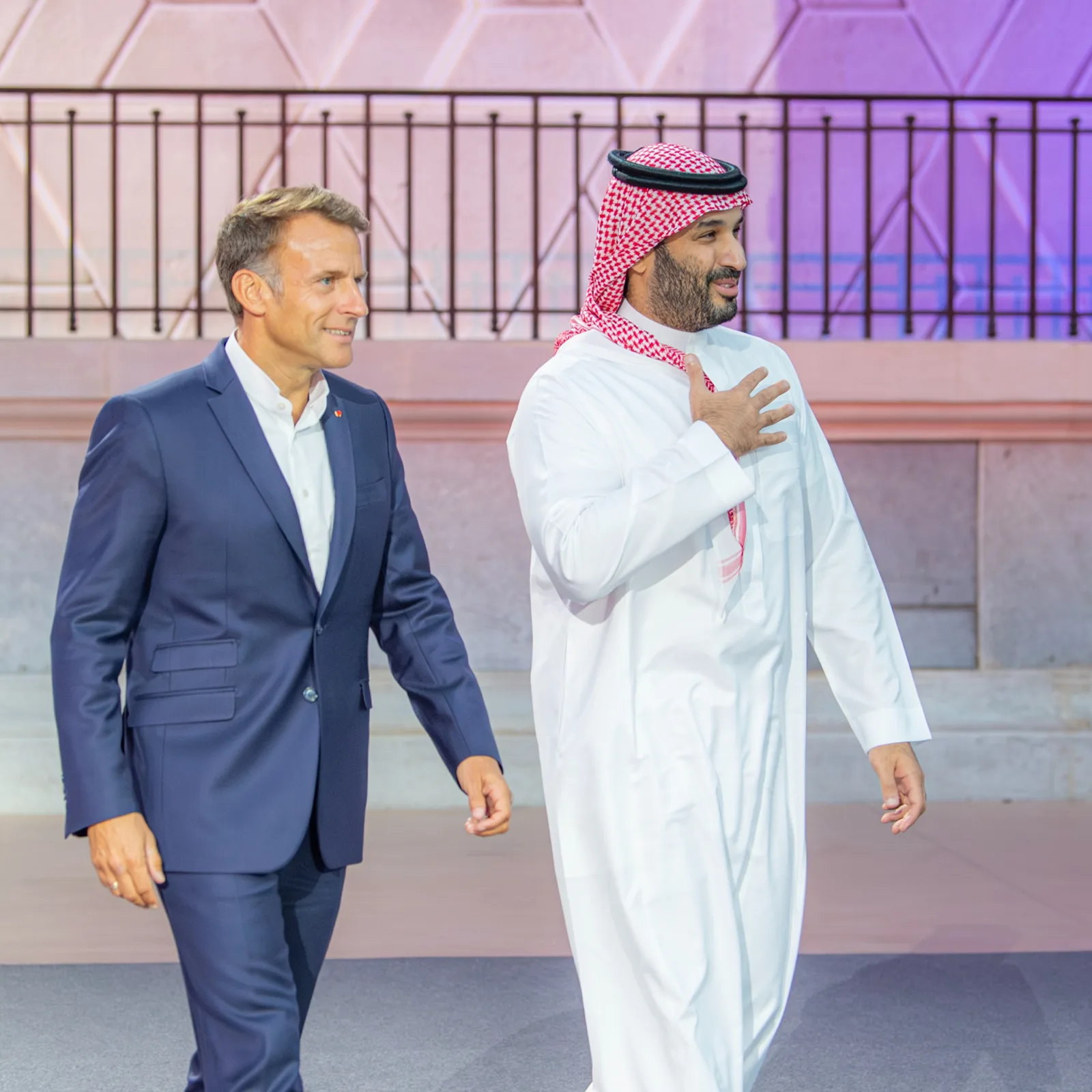 His Royal Highness Crown Prince Mohammed bin Salman and President Emmanuel Macron at the Esports World Cup closing ceremony